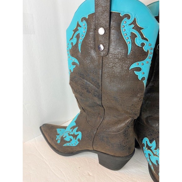 Passions Woman Turquoise Colt Boots Size 10 - Picture 5 of 16